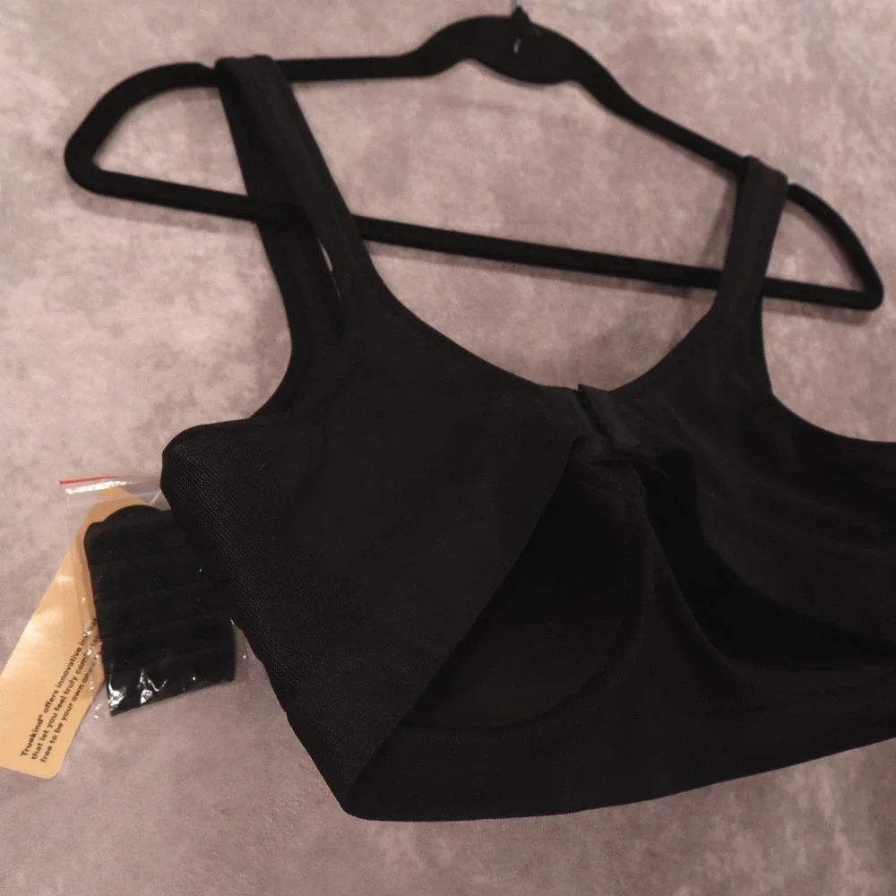 Truekind Daily Comfort Wirefree Shaper Bra Black XL Seamless Scoop Neck 10022